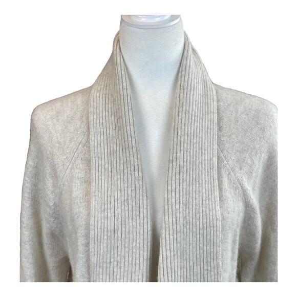 J Jill Pure Jill Cardigan Medium Wool Lagenlook Minimalist Neutral Open Ribbed - Picture 3 of 10